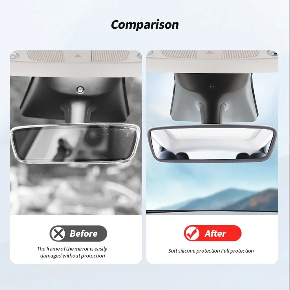Anti Slip Rearview Mirror Protector Trim Silicone Frame Protection Strip for Tesla Model 3 Y Car Interior Decor Accessories