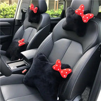 Cute Bowknot Car Headrest Neck Pillow Universal Plush Seat Belt Shoulder Pad Car Accessories Interior For Women
