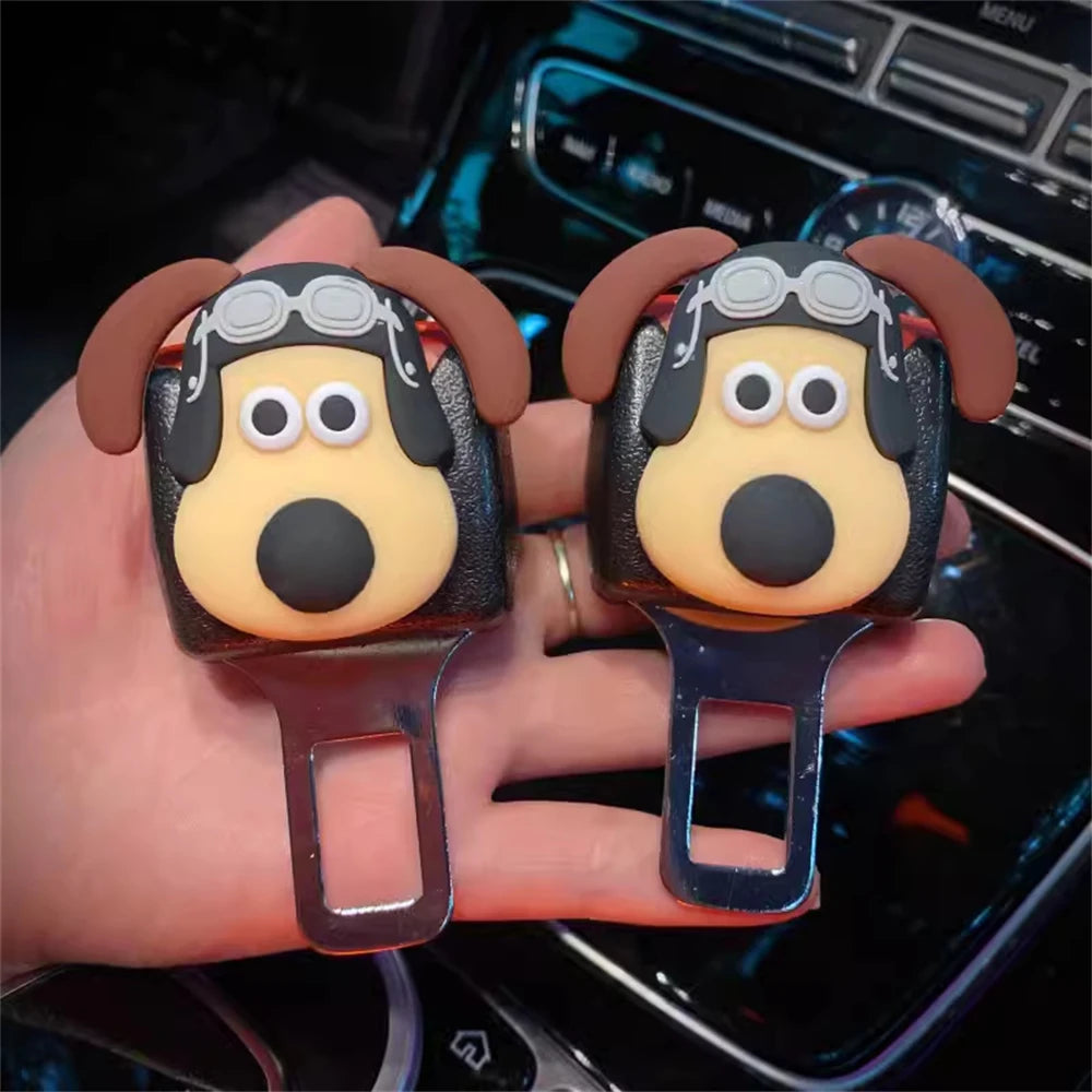 2PCS Head Dog Seat Belt Clip Bulldog Warning Sound Fixing Clip Safety Belt Buckle Clip for Tesla