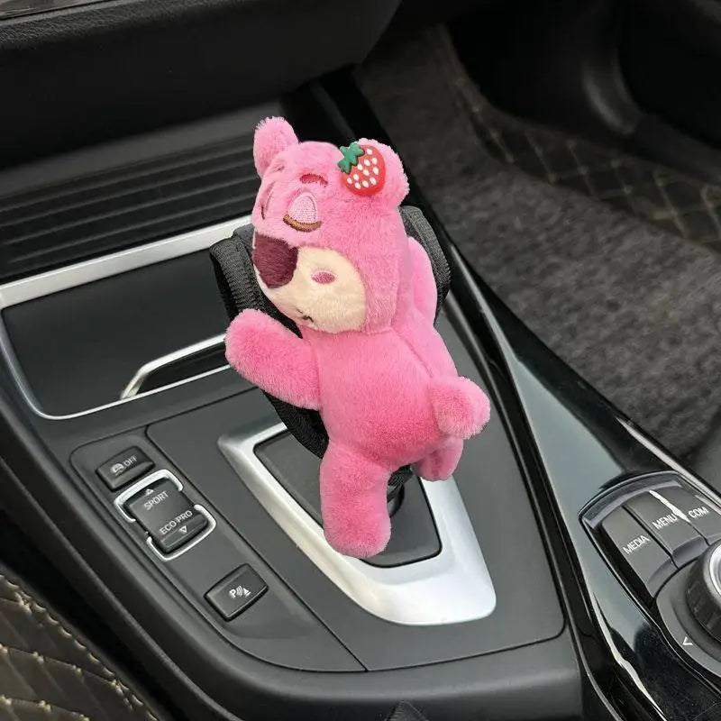 Car Seat Belt Cover Anime Strawberry Bear Plush Auto Seat Belt Shoulder Protector Pad Car Interior Accessories For Christmas