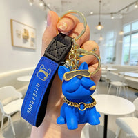 Cool Resin Bulldog Keychain, Cute Puppy Figurine Pendant, Car Schoolbag Key Chain, Exquisite Small Gift