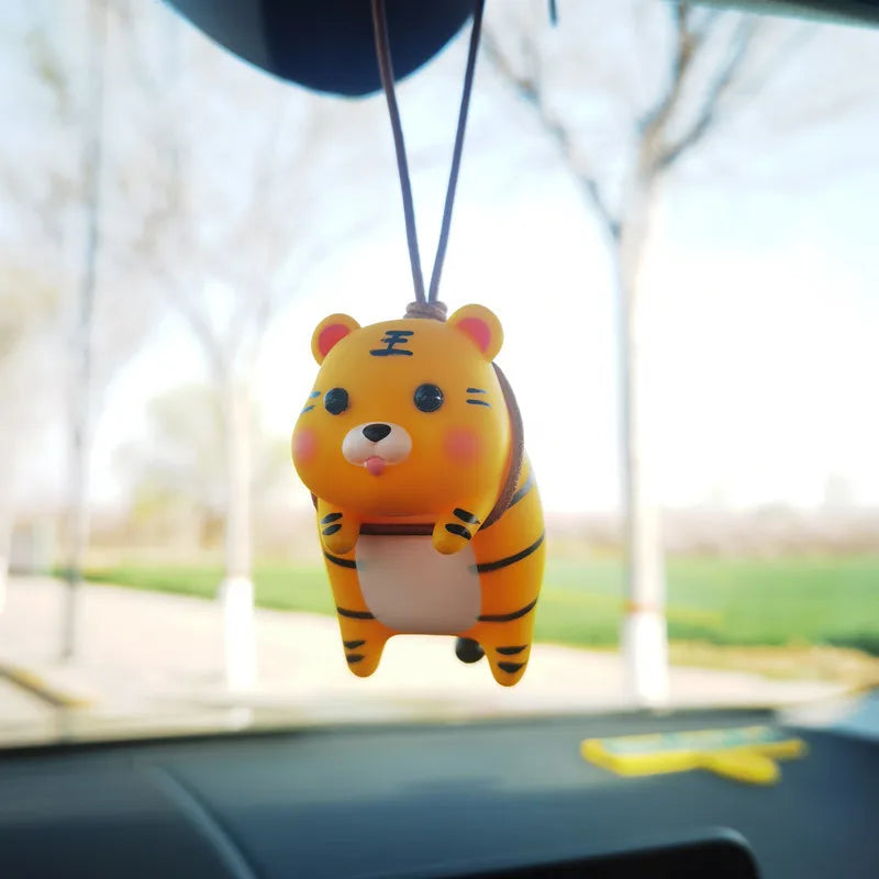 Cute Lucky Pig Car Accessorie Swing Tigger Car Pendant Panda Auto Rearview Mirror Pendants Birthday Gift Decoraction Ornament