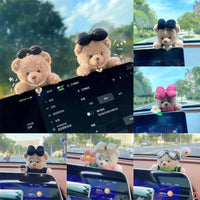 Car Decoration Interior Decoration Bear Screen Ornaments Plush Cartoon Cute Bear Car Center Console Decoration