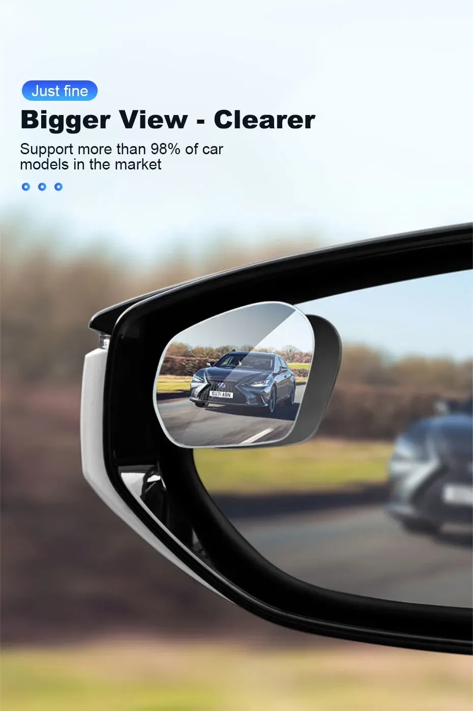 SEAMETAL 2pcs Car Rearview Mirrors 360 Degree Adjustable Blind Spot Mirror HD Frameless Wide-angle Rearview Auxiliary Mirrors