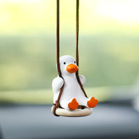 Gypsum Cute Anime Car Accessory Swing Duck Pendant Auto Rearview Mirror Ornaments Birthday Gift Couple Accessories