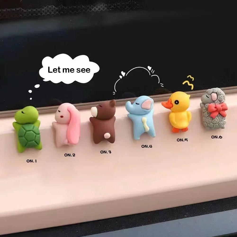 6/1pcs Cute Animal Ornament Car Center Console Display Screen Ornament Car Rearview Mirror Bike Little Turtle Cute Pendant Doll