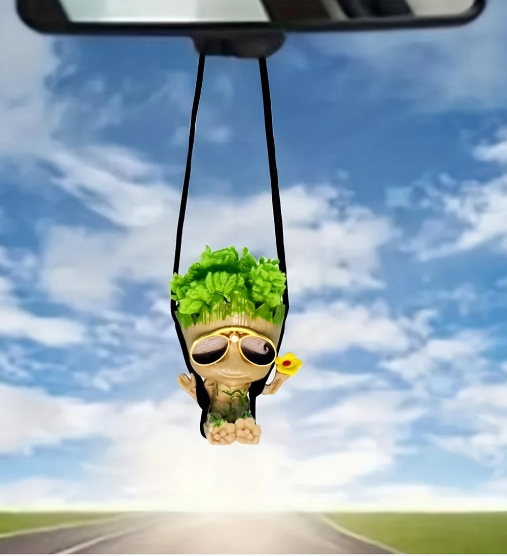 Car Rearview Mirror Decoration Pendant Miniature Model Groot Ornament Cartoon Swing Tree Man Figurine Home Decor Kids Gifts