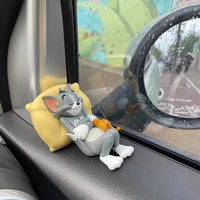Kawaii Tom Jerry Ornament Cartoon Figure Mini Ornament Car Dashboard Interior Decor Desktop Office Display Accessory Gifts