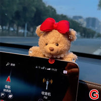 Car Decoration Interior Decoration Bear Screen Ornaments Plush Cartoon Cute Bear Car Center Console Decoration