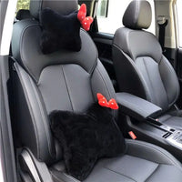 Cute Bowknot Car Headrest Neck Pillow Universal Plush Seat Belt Shoulder Pad Car Accessories Interior For Women