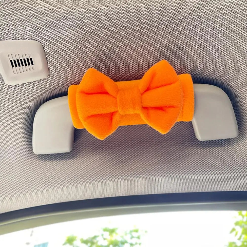 Cute Bowknot Car Roof Handle Cover Auto Interior Handrail Protector Decor Cover Universal Vehicle Accessories