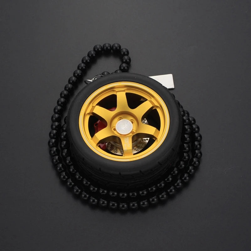 Car Mirror Rearview Pendant Auto Interior Decor Pendants Aluminum Wheel With Shock Absorber Ornament Hanging Accessories