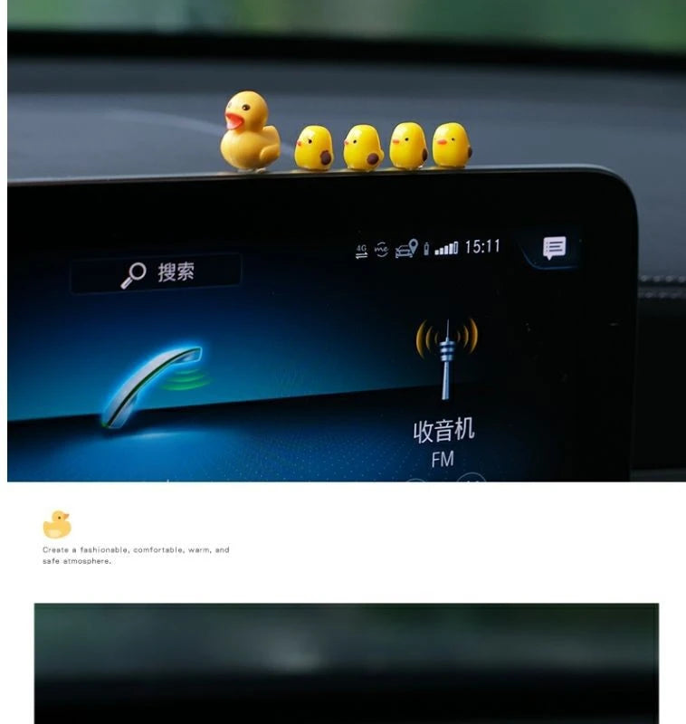 5Pcs Cute Mini Ducks Car Interior Decoration Auto Rearview Mirror Dashboard Ornaments For Woman Man Gift Car Accessories