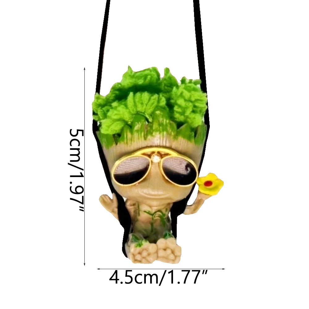 Car Rearview Mirror Decoration Pendant Miniature Model Groot Ornament Cartoon Swing Tree Man Figurine Home Decor Kids Gifts