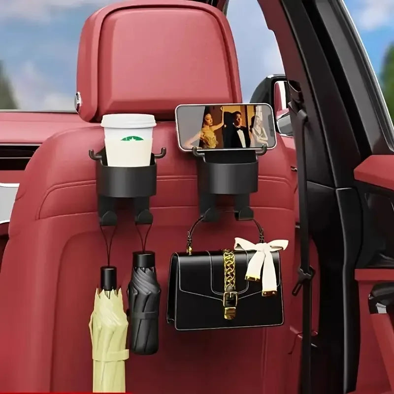 Organizador Multifuncional para Asiento de Auto – Con Portavasos y Ganchos