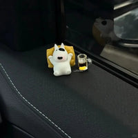 Bull Terrier Car Accessories Interior- Adorable Dashboard Figurine with Relaxed Pose, Auto Ornament for Windshield Tesla Model 3