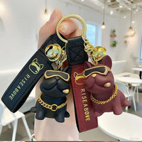 Cool Resin Bulldog Keychain, Cute Puppy Figurine Pendant, Car Schoolbag Key Chain, Exquisite Small Gift
