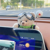 Car Decoration Interior Decoration Bear Screen Ornaments Plush Cartoon Cute Bear Car Center Console Decoration