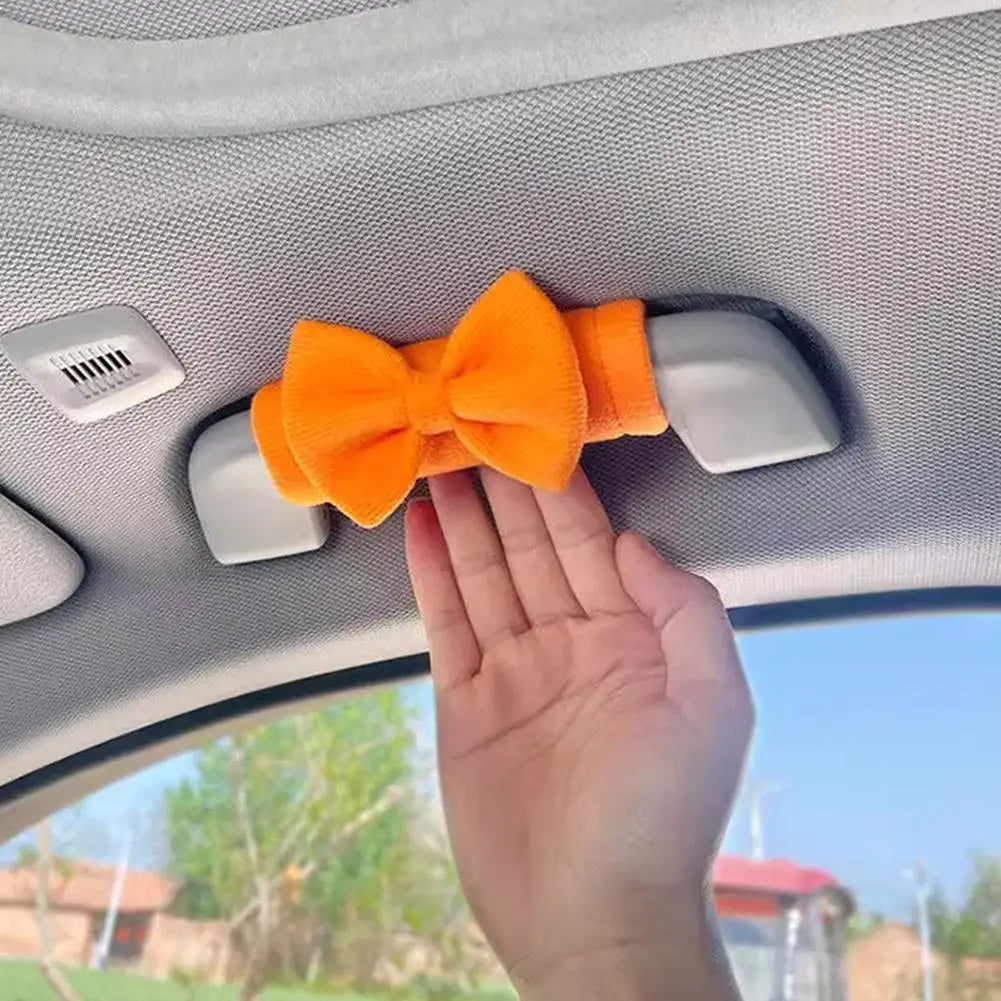 Cute Bowknot Car Roof Handle Cover Auto Interior Handrail Protector Decor Cover Universal Vehicle Accessories