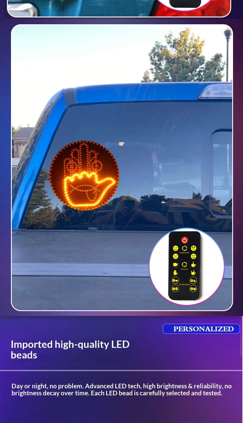 Luz LED de Gestos para Auto – Señal Divertida para Parabrisas Trasero