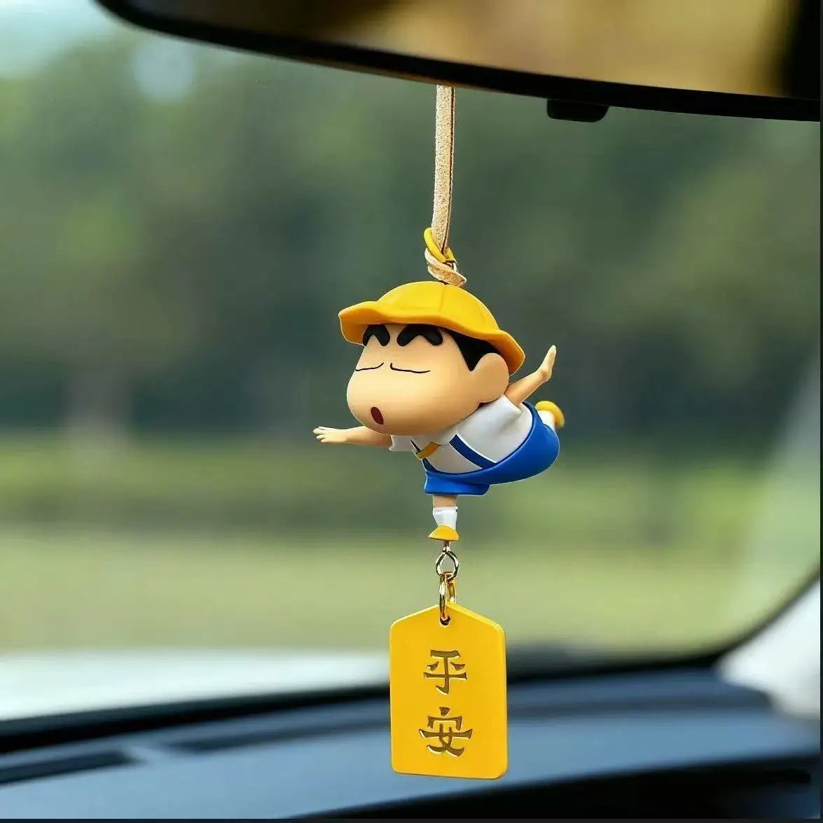 Cartoon Cute Crayon Shin Chan Car Pendant Rear View Mirror Creative Safe Car Interior Decoration Anime Figure Toys Fans Gifts
