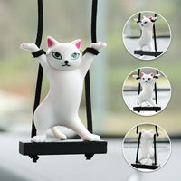 Car Pendant Creative Cute Swing Branch Cat Rearview Mirror Pendant Car Interior Hanging Decoration Auto Interior Accessories