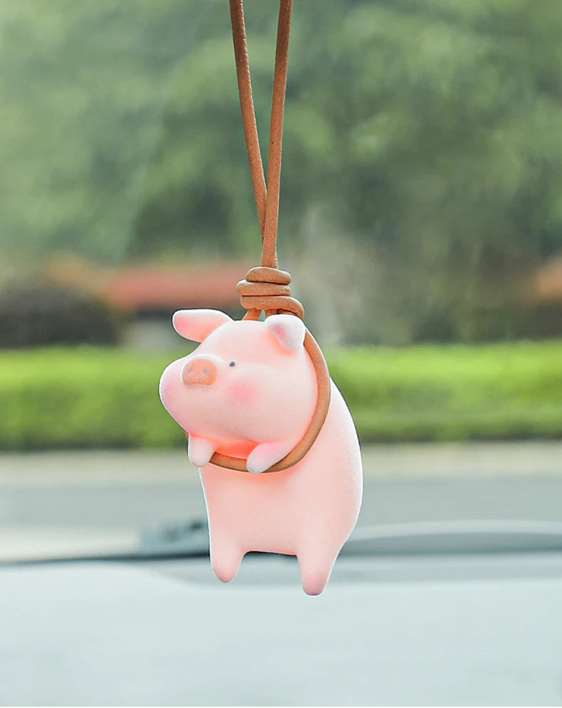 Cute Lucky Pig Car Accessorie Swing Tigger Car Pendant Panda Auto Rearview Mirror Pendants Birthday Gift Decoraction Ornament