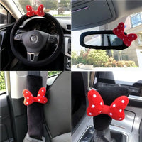 Cute Bowknot Car Headrest Neck Pillow Universal Plush Seat Belt Shoulder Pad Car Accessories Interior For Women