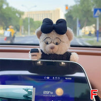 Car Decoration Interior Decoration Bear Screen Ornaments Plush Cartoon Cute Bear Car Center Console Decoration