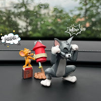 Kawaii Tom Jerry Ornament Cartoon Figure Mini Ornament Car Dashboard Interior Decor Desktop Office Display Accessory Gifts