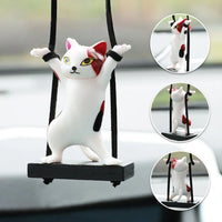 Car Pendant Creative Cute Swing Branch Cat Rearview Mirror Pendant Car Interior Hanging Decoration Auto Interior Accessories