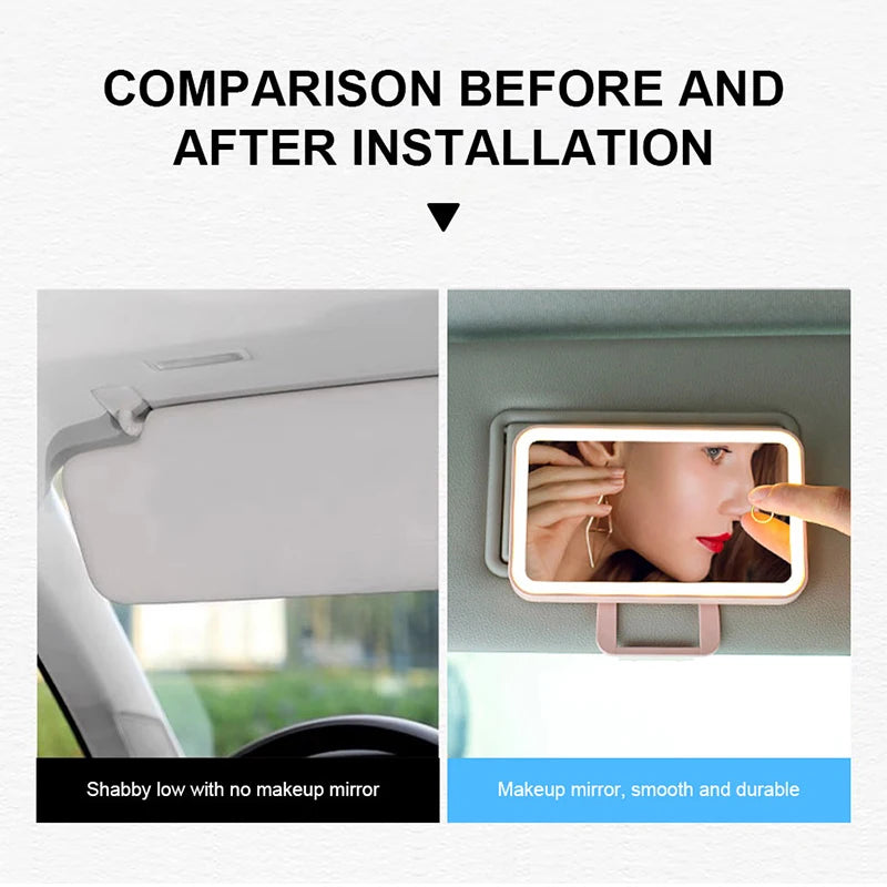 Espejo LED Recargable para Visera de Auto – Luz de Maquillaje
