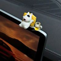 Bull Terrier Car Accessories Interior- Adorable Dashboard Figurine with Relaxed Pose, Auto Ornament for Windshield Tesla Model 3