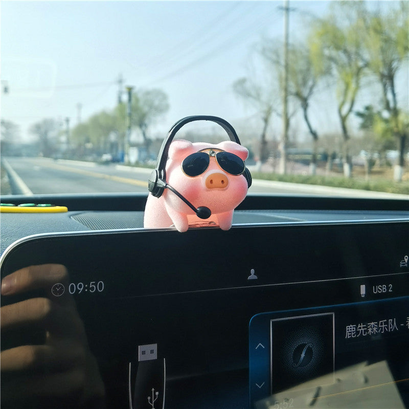 Cute Pig with Glasses Car Pendant Auto Rearview Mirror Pendants Swing Pig Coche Interior Decoraction Accessories Creative Gift