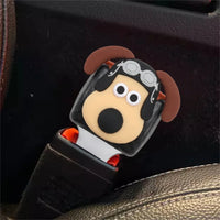 2PCS Head Dog Seat Belt Clip Bulldog Warning Sound Fixing Clip Safety Belt Buckle Clip for Tesla