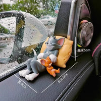 Kawaii Tom Jerry Ornament Cartoon Figure Mini Ornament Car Dashboard Interior Decor Desktop Office Display Accessory Gifts