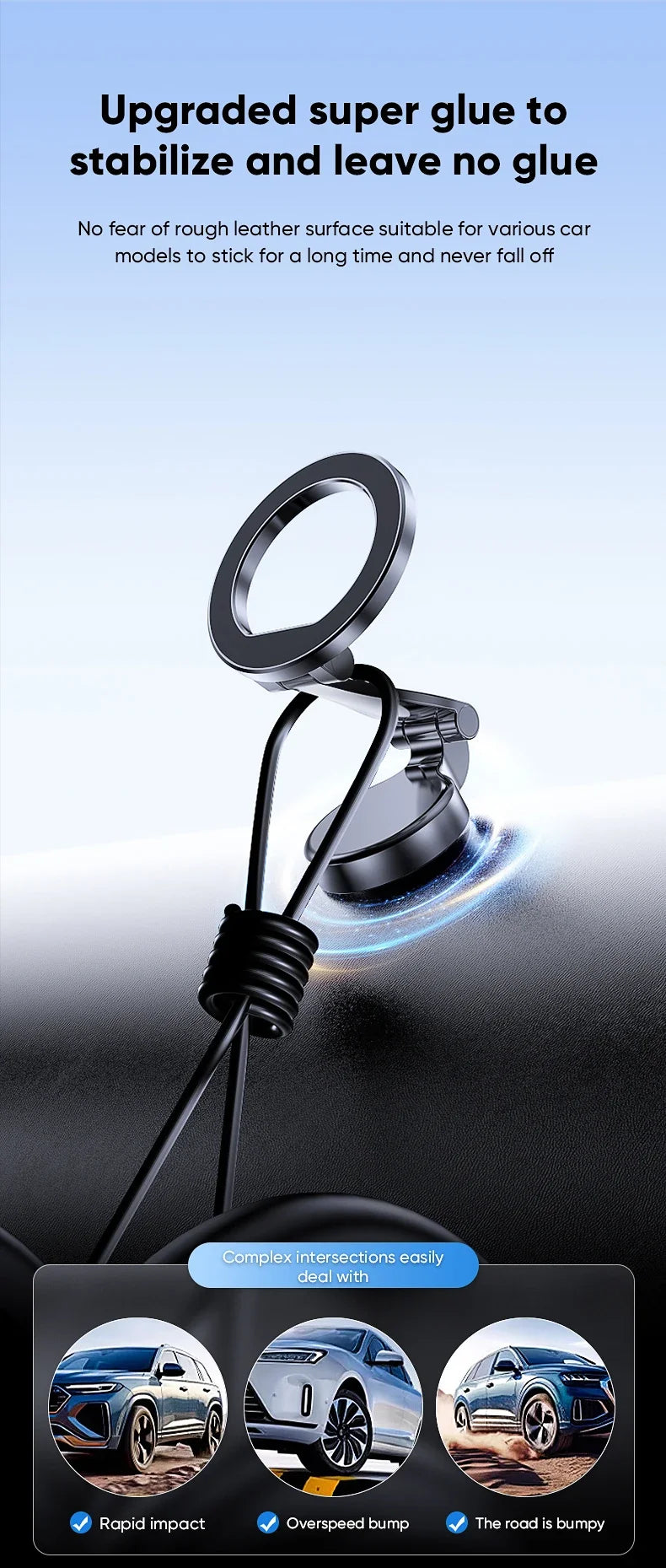 Strong Magnetic Cell Phone Holder Car 360° Swivel Adjustable Back Sticker Holder Magsafe for IPhone 15 Samsung Xiaomi Universal