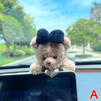 Car Decoration Interior Decoration Bear Screen Ornaments Plush Cartoon Cute Bear Car Center Console Decoration