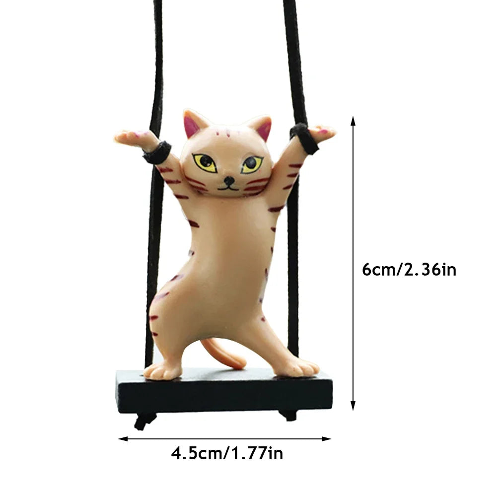 Car Pendant Creative Cute Swing Branch Cat Rearview Mirror Pendant Car Interior Hanging Decoration Auto Interior Accessories