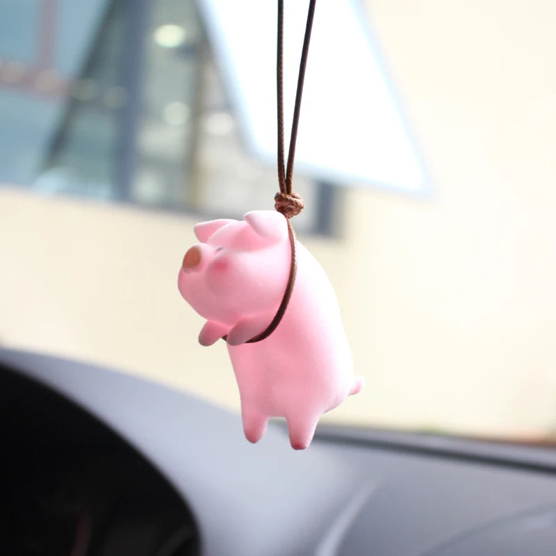 Cute Lucky Pig Car Accessorie Swing Tigger Car Pendant Panda Auto Rearview Mirror Pendants Birthday Gift Decoraction Ornament