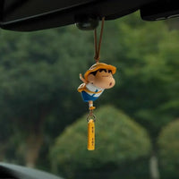 Cartoon Cute Crayon Shin Chan Car Pendant Rear View Mirror Creative Safe Car Interior Decoration Anime Figure Toys Fans Gifts