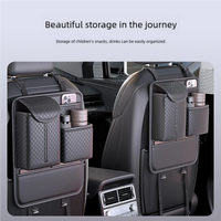 JFBONIN  Quilted Car Seat Back Organizer Storage Bag High Capacity Multi Pocket Tissue Box Holder Automotive System