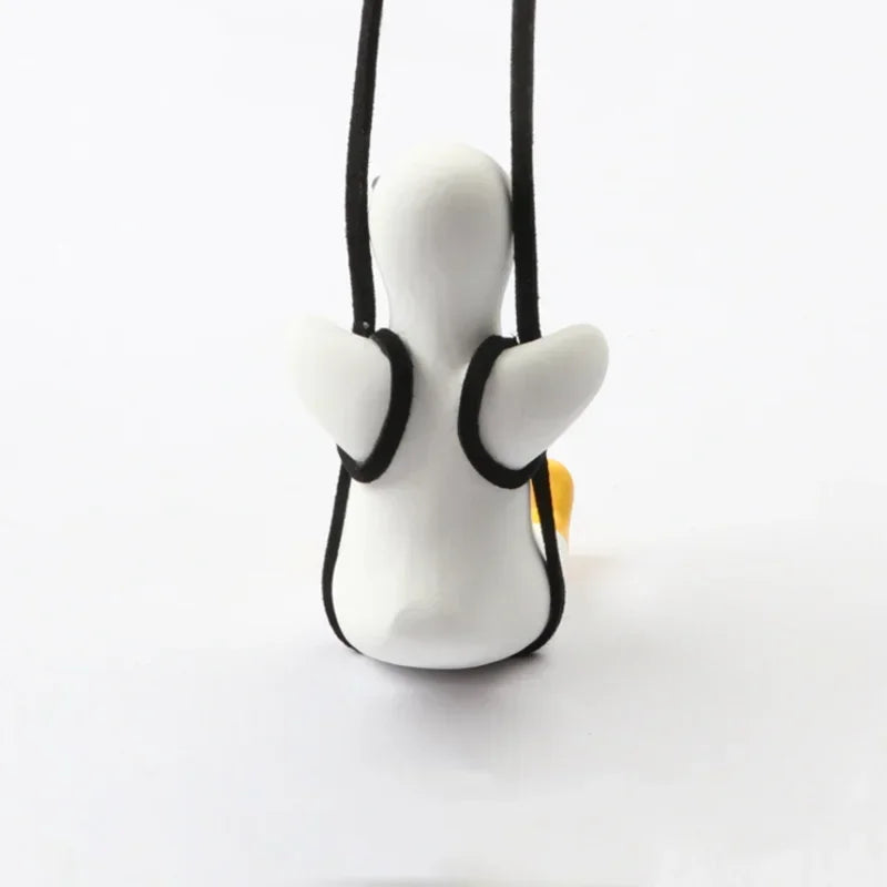 Gypsum Cute Anime Car Accessory Swing Duck Pendant Auto Rearview Mirror Ornaments Birthday Gift Couple Accessories