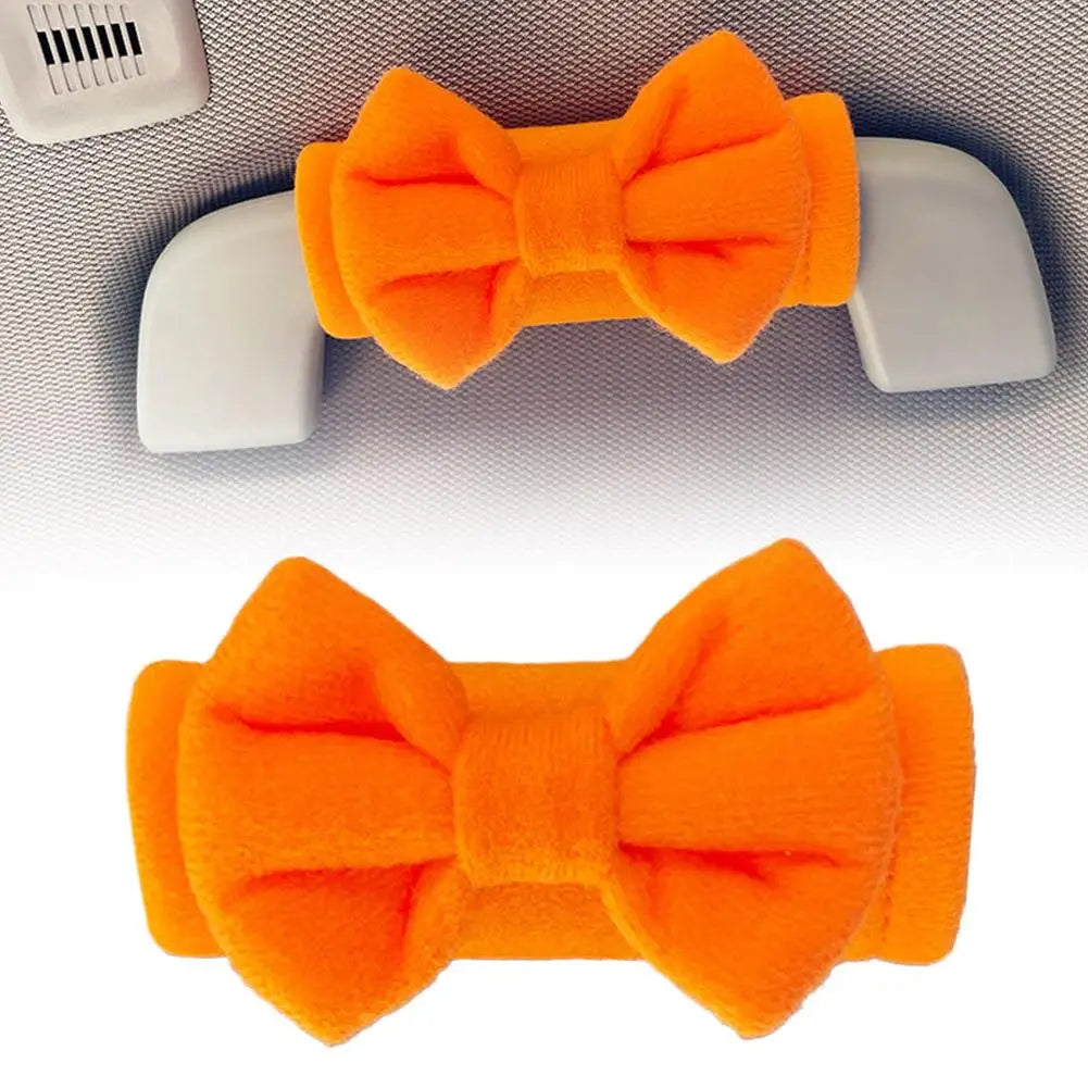 Cute Bowknot Car Roof Handle Cover Auto Interior Handrail Protector Decor Cover Universal Vehicle Accessories