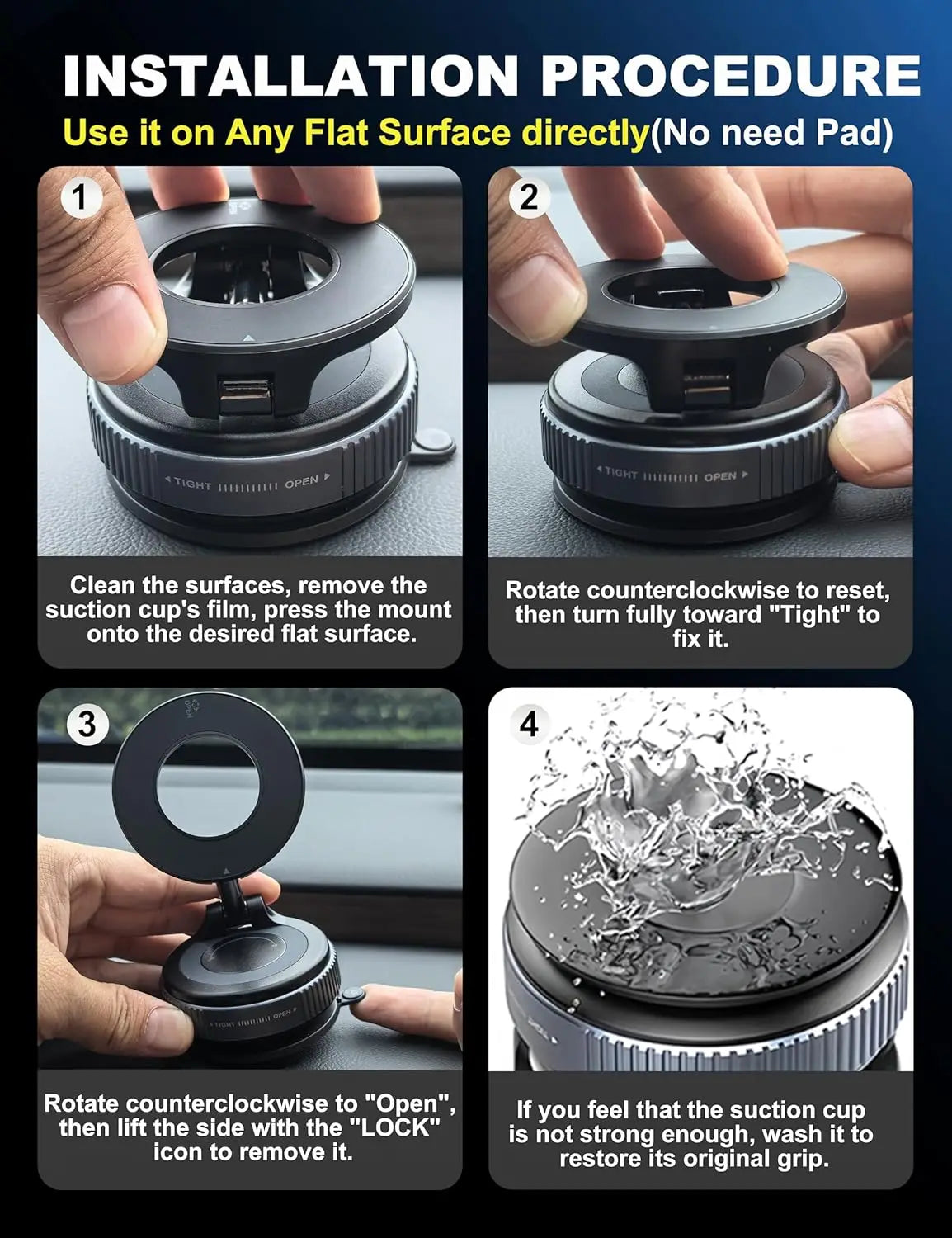 Folding Strong Magnet Magnetic Phone Holder 360° Rotation Desk Car Vacuum Suction Windshield Dashboard Mobile Holder