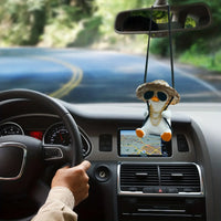 Swinging Duck Car Charm - Cute Anime Rearview Mirror Ornament for Girls, Auto Interior Hanging Decor