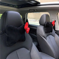 Cute Bowknot Car Headrest Neck Pillow Universal Plush Seat Belt Shoulder Pad Car Accessories Interior For Women