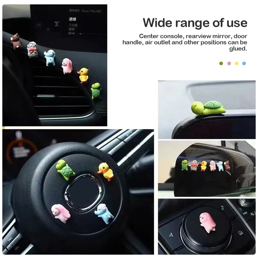 6/1pcs Cute Animal Ornament Car Center Console Display Screen Ornament Car Rearview Mirror Bike Little Turtle Cute Pendant Doll