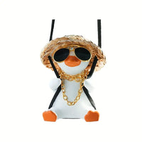 Swinging Duck Car Charm - Cute Anime Rearview Mirror Ornament for Girls, Auto Interior Hanging Decor