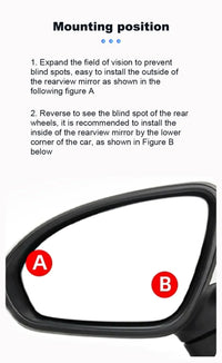 SEAMETAL 2pcs Car Rearview Mirrors 360 Degree Adjustable Blind Spot Mirror HD Frameless Wide-angle Rearview Auxiliary Mirrors
